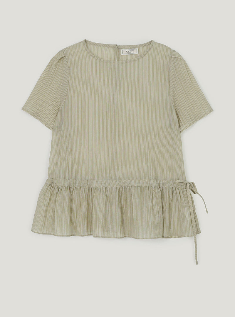 Serin pleated string blouse | Mint cutout