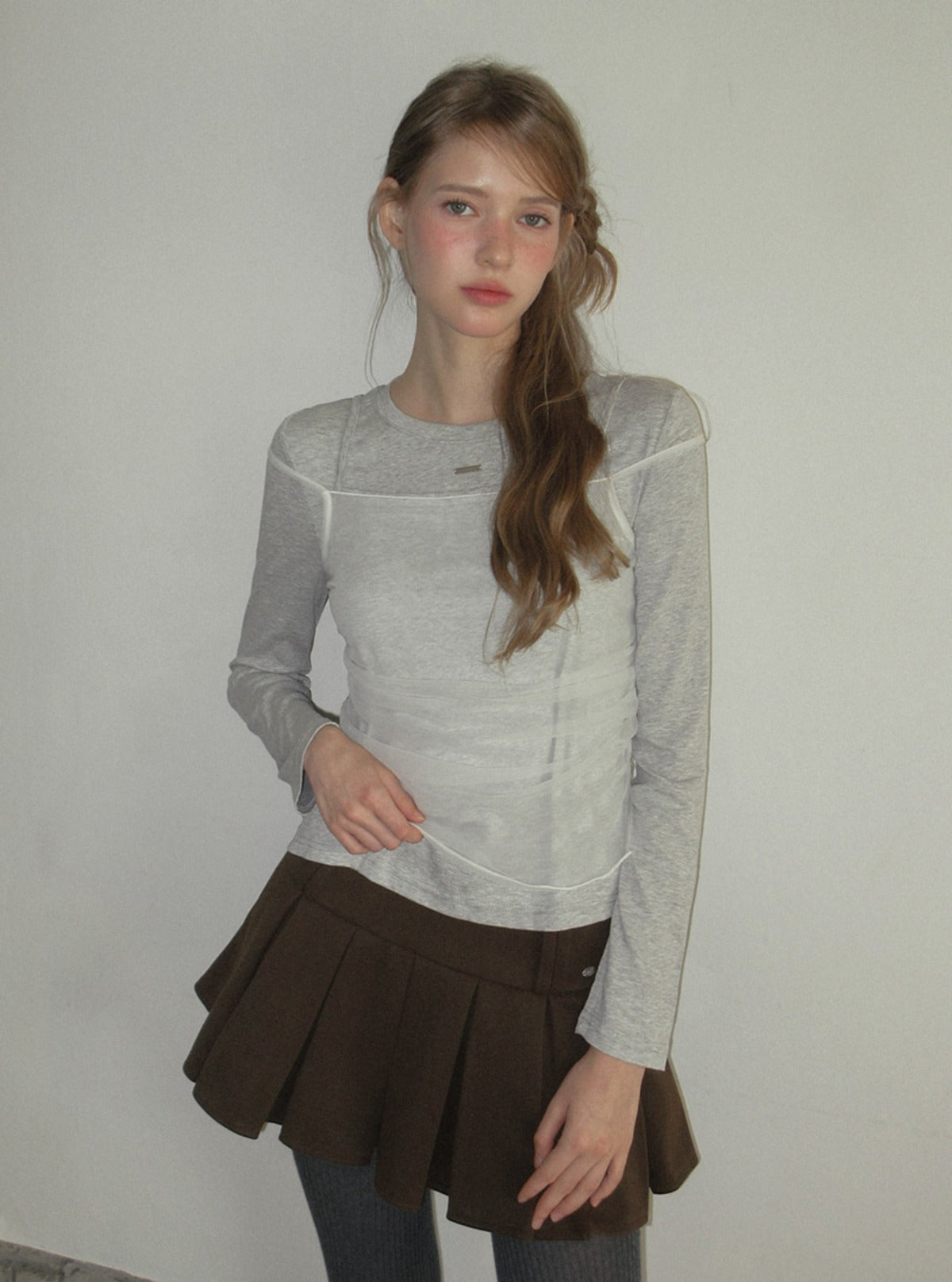 TWEE Bern organza sleeveless long sleeve T-shirt set | Main product image