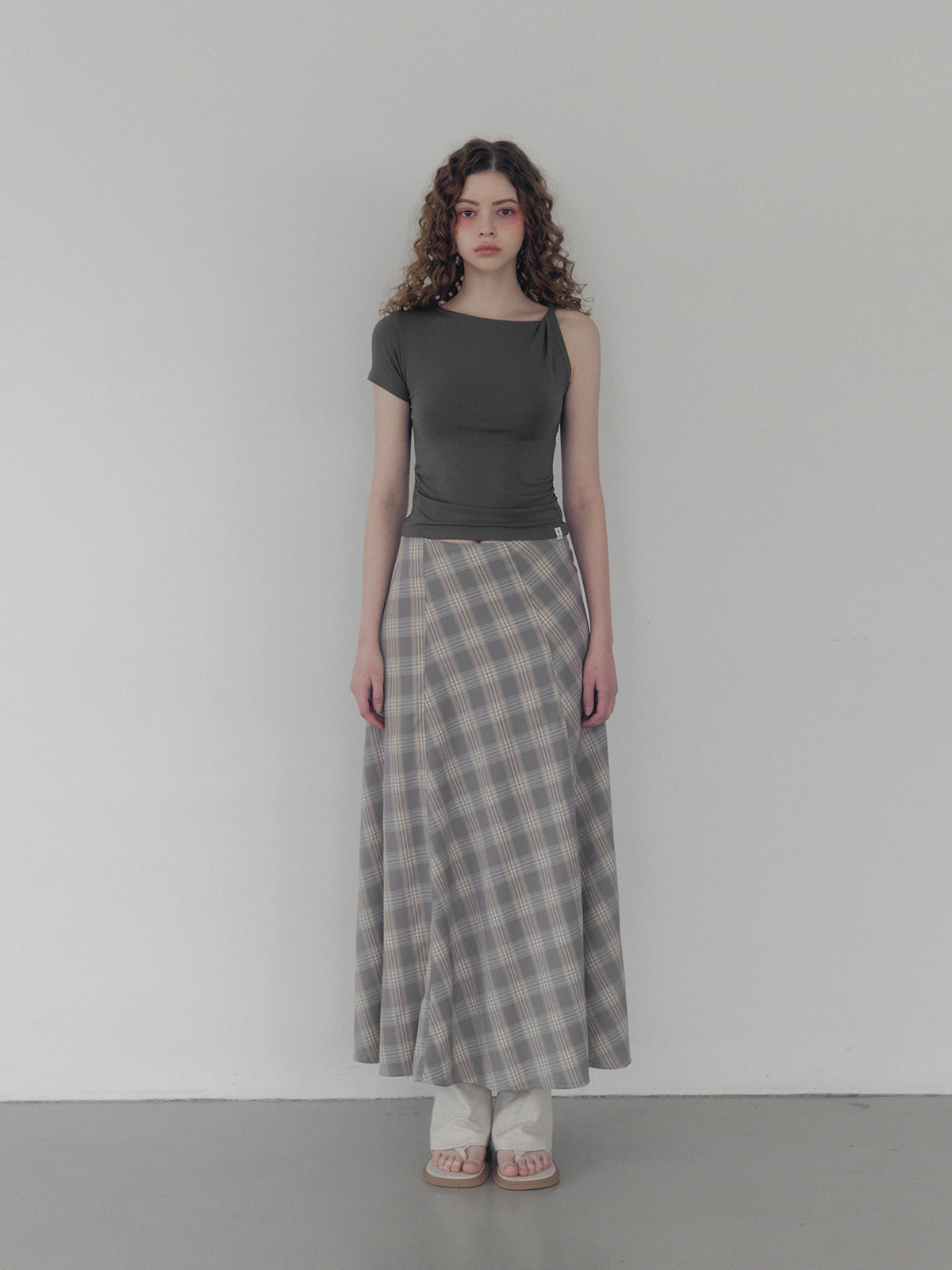 Fitz Check Maxi Long Skirt