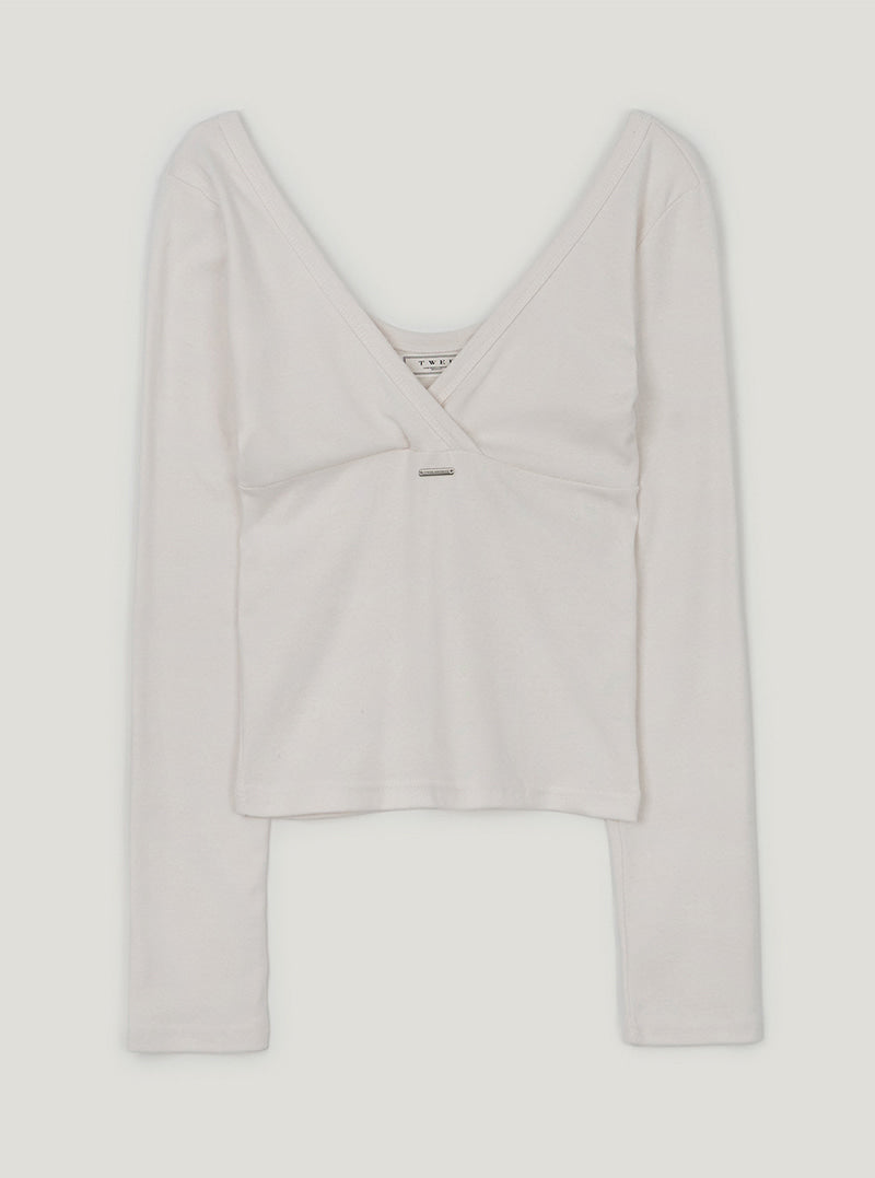TWEE Relly wrap long sleeve T-shirt | Ivory product-only view
