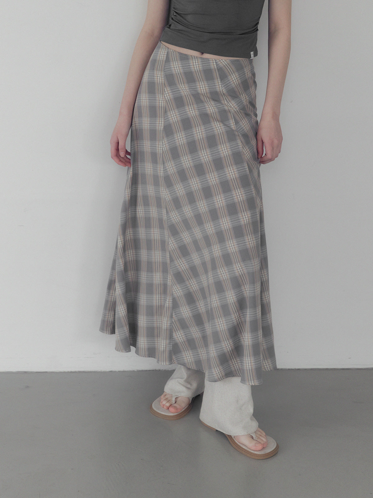 Fitz Check Maxi Long Skirt