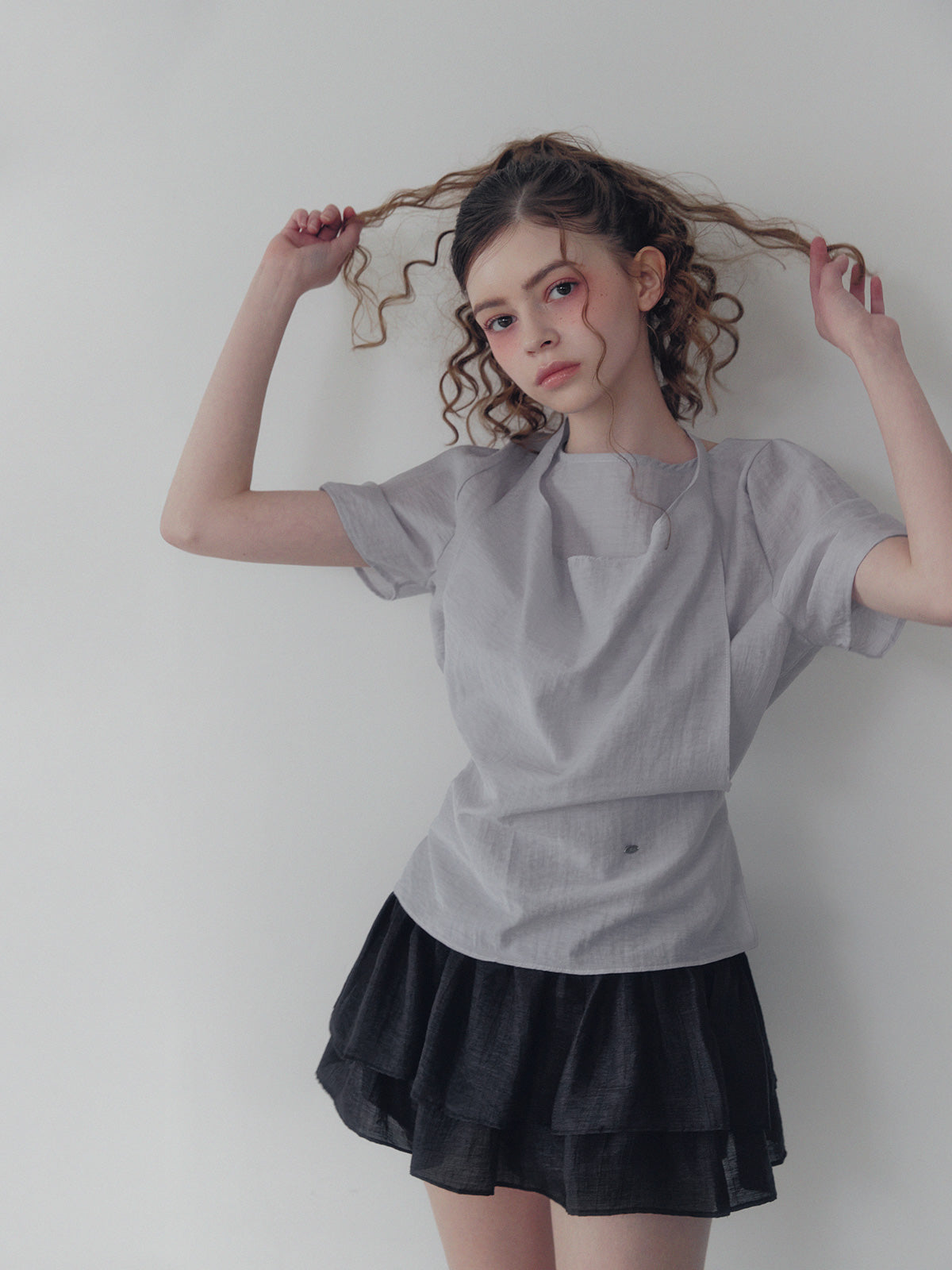 Blit tiered back banding mini skirt