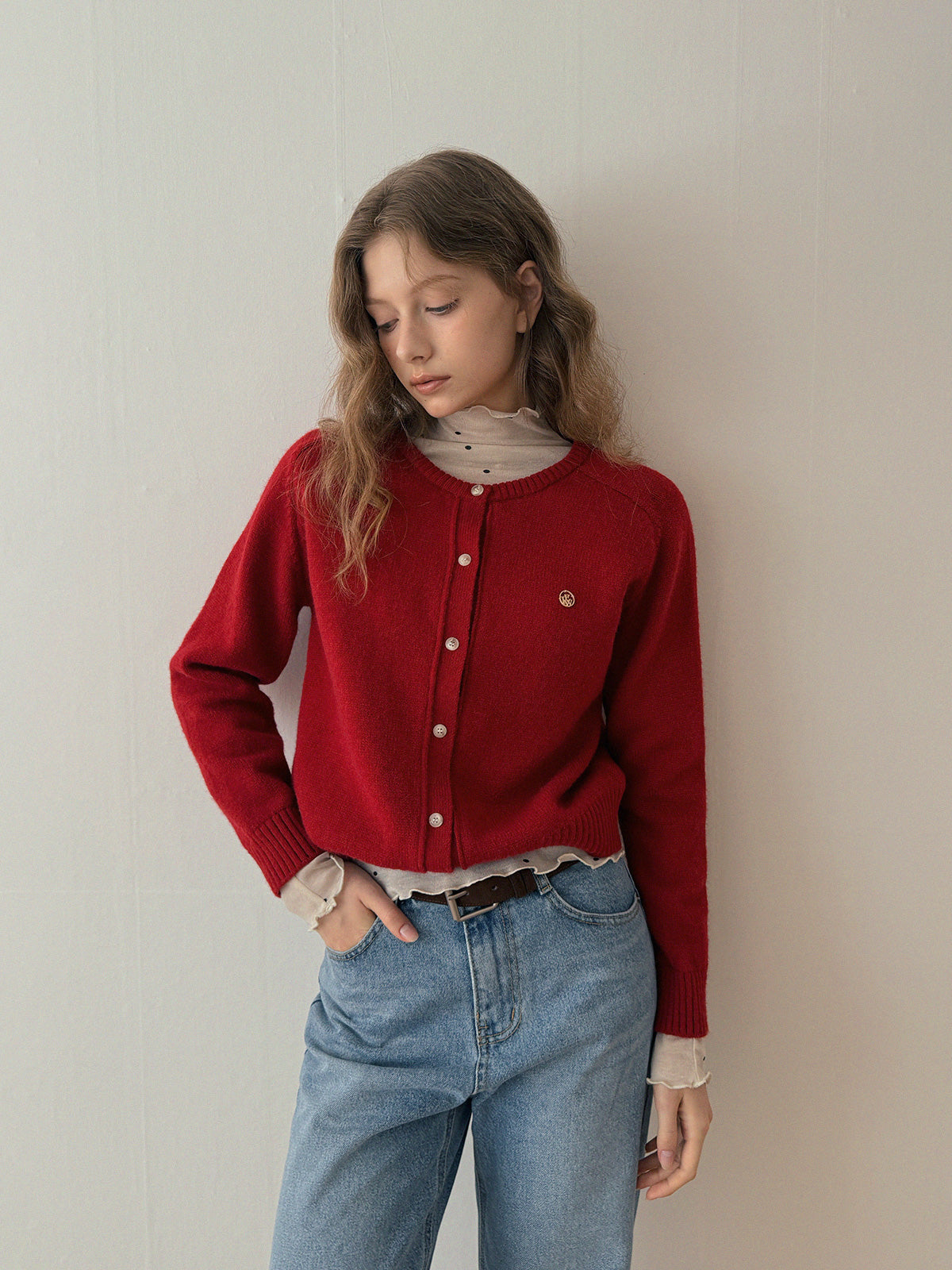 Toomi Round-Neck Knit Long-Sleeve Cardigan
