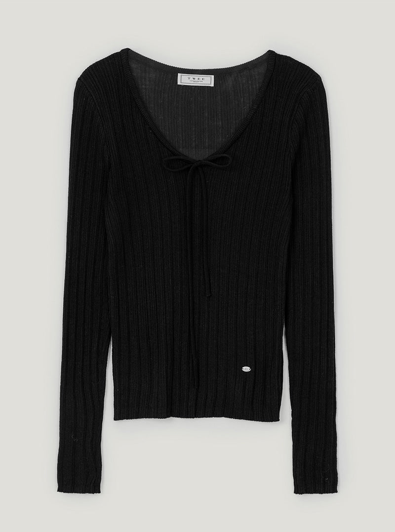 Bills strap ribbed long sleeve knit | Black cutout