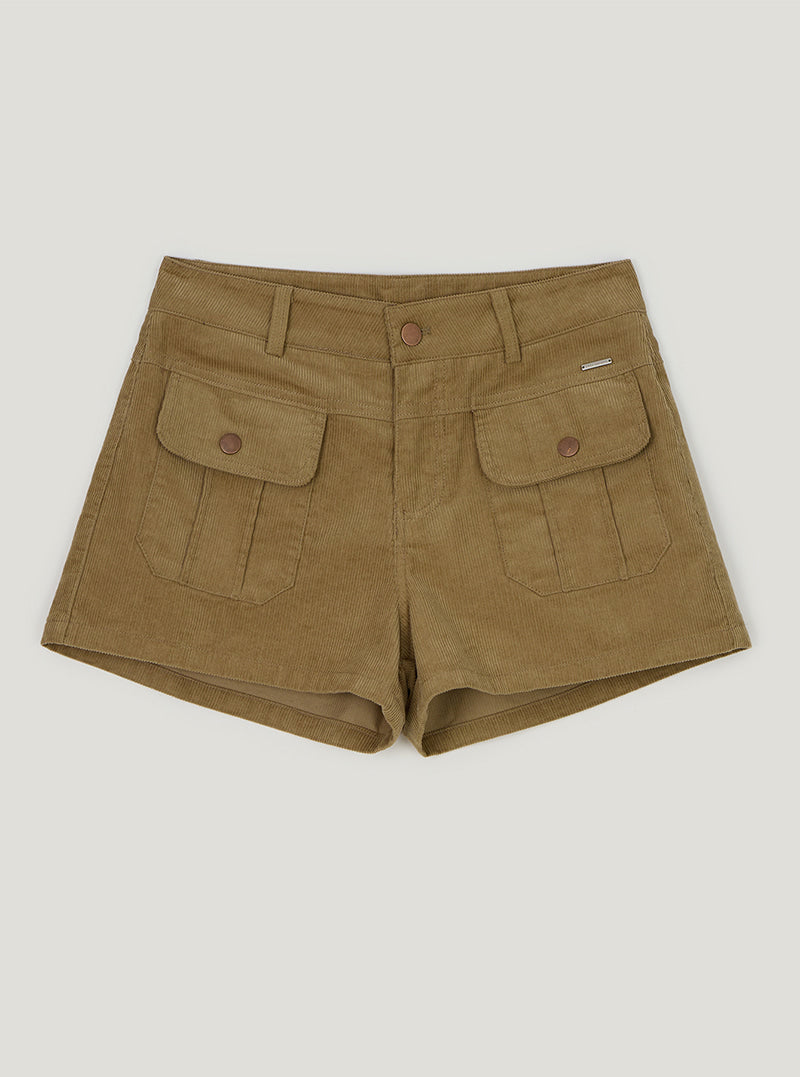 TWEE Nutt big pocket corduroy shorts | Beige product-only view