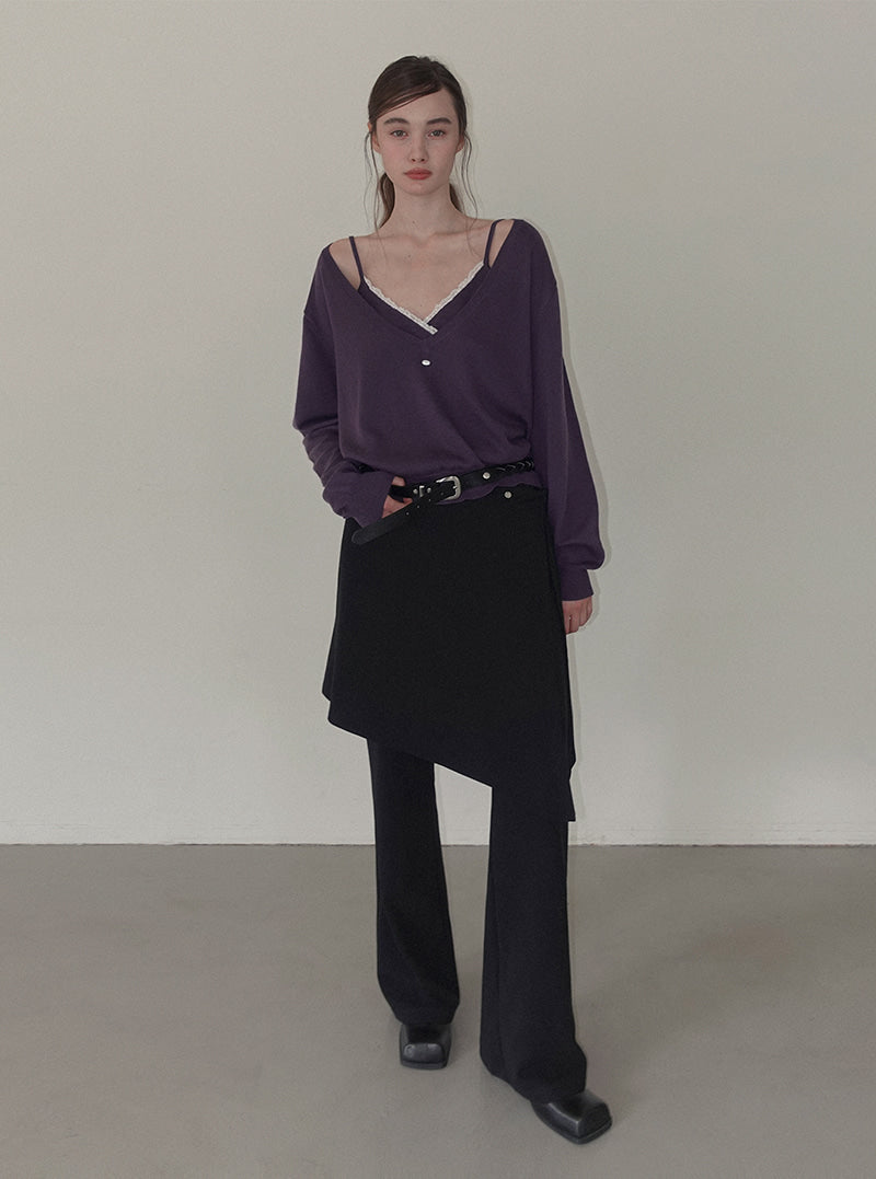 Coret semi bootcut wrap skirt pants | View 4