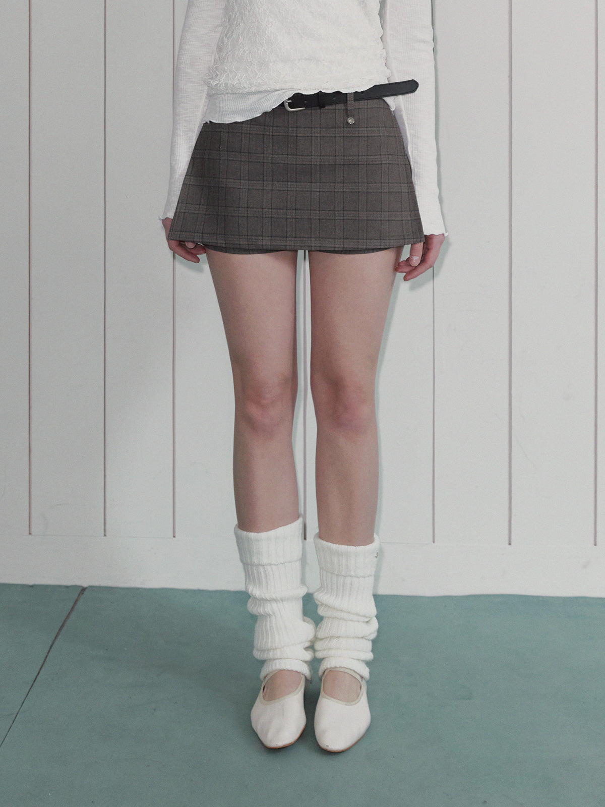 Helpin Check Mini Skort (Belt Set)