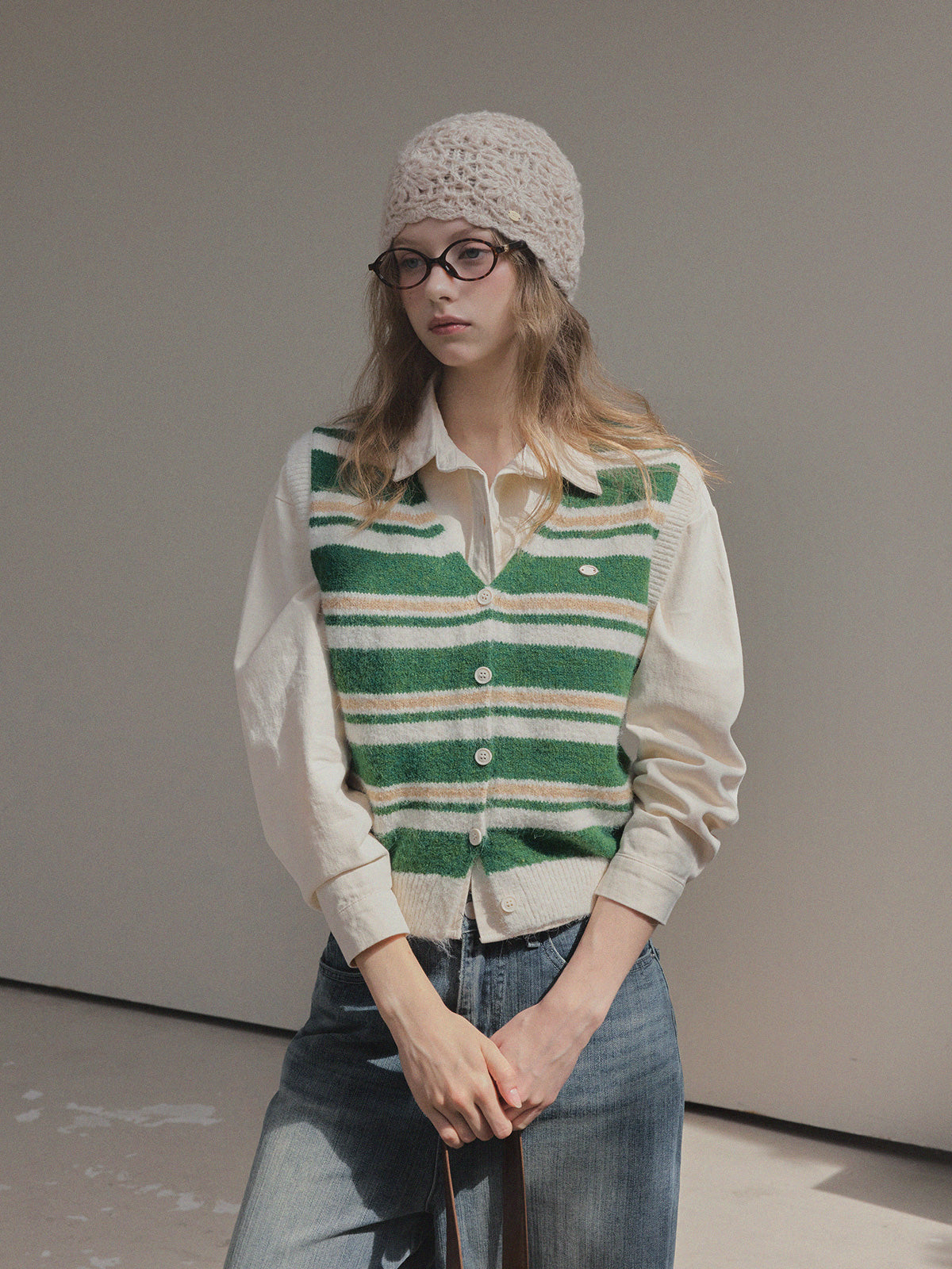 Enz Stripe Color-Block Knit Vest