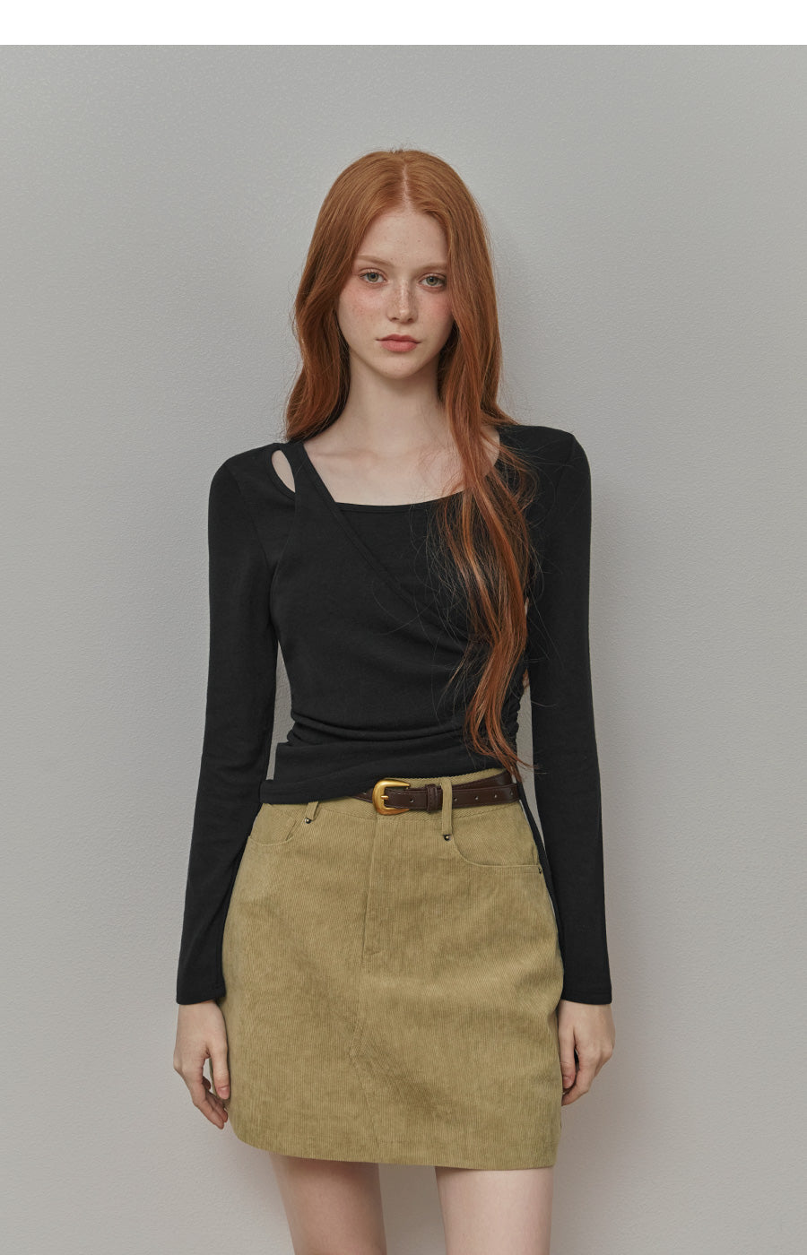 Freda Corduroy Mini Skirt (belt set)