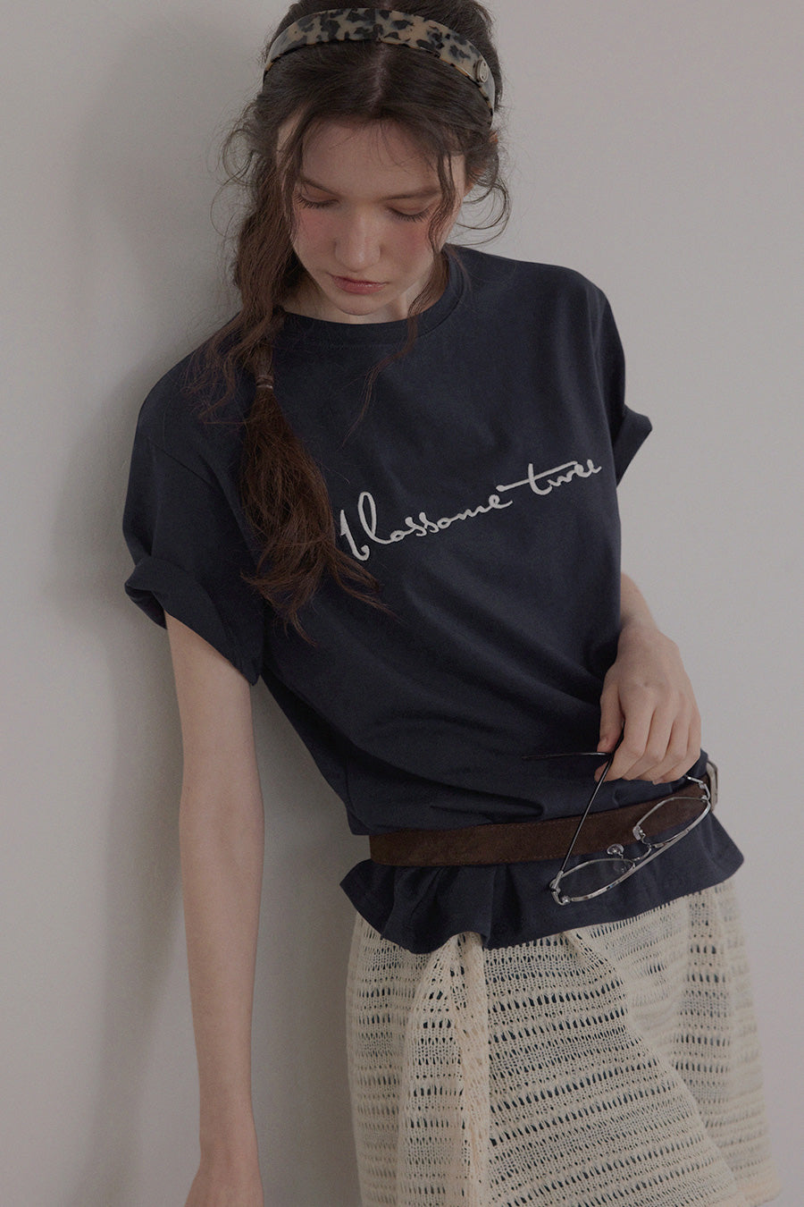 Poezi Big Lettering Embroidered T-Shirt