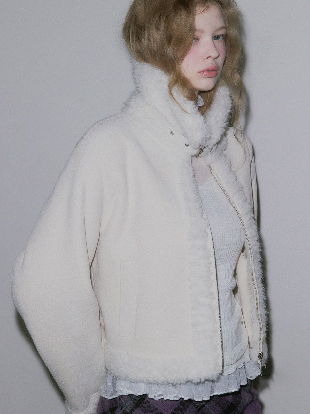 Bear Collar Short Shearling Jumper