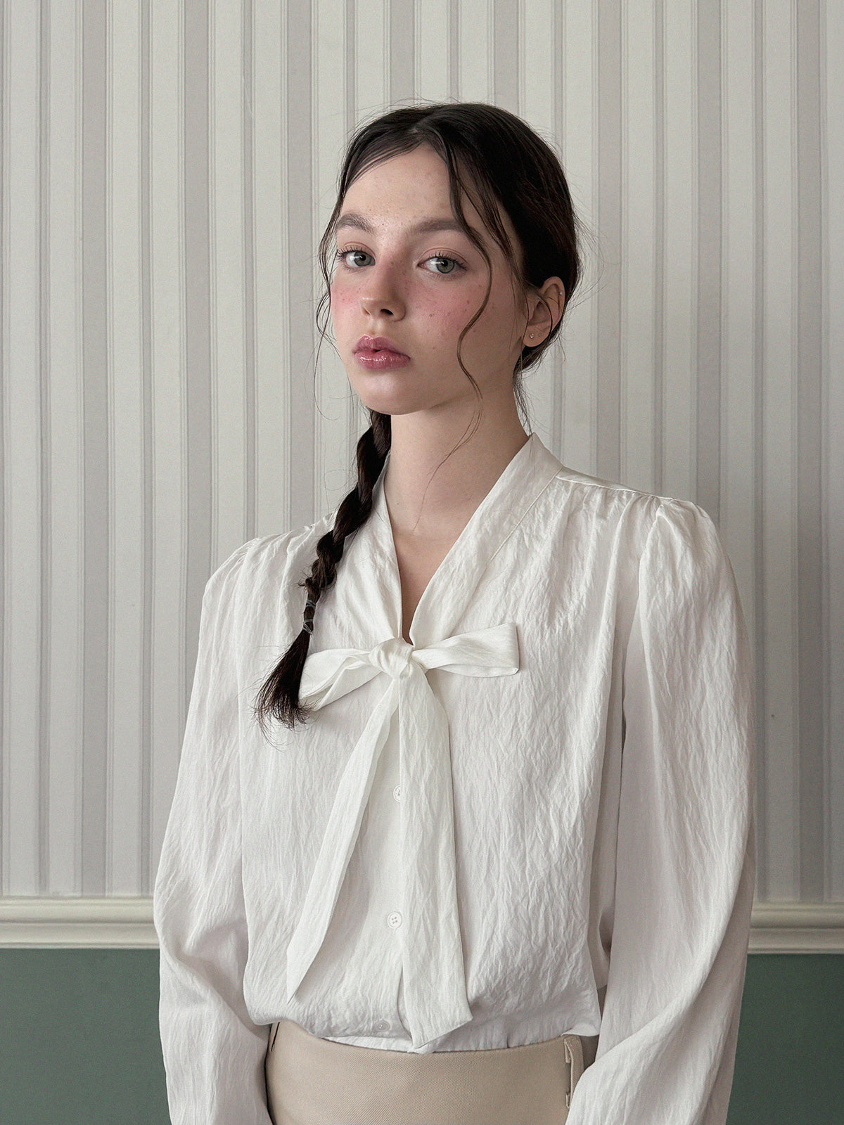 Nerd Tie Long Sleeve Blouse