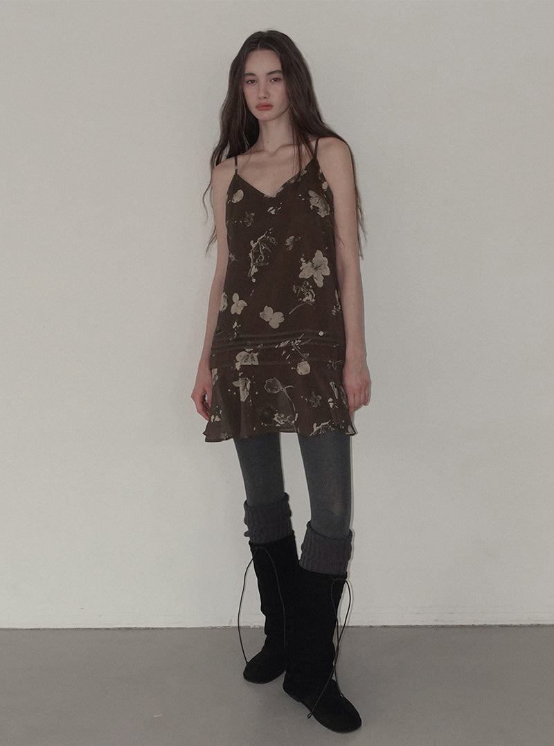 Moret floral pintuck flare sleeveless dress | View 3