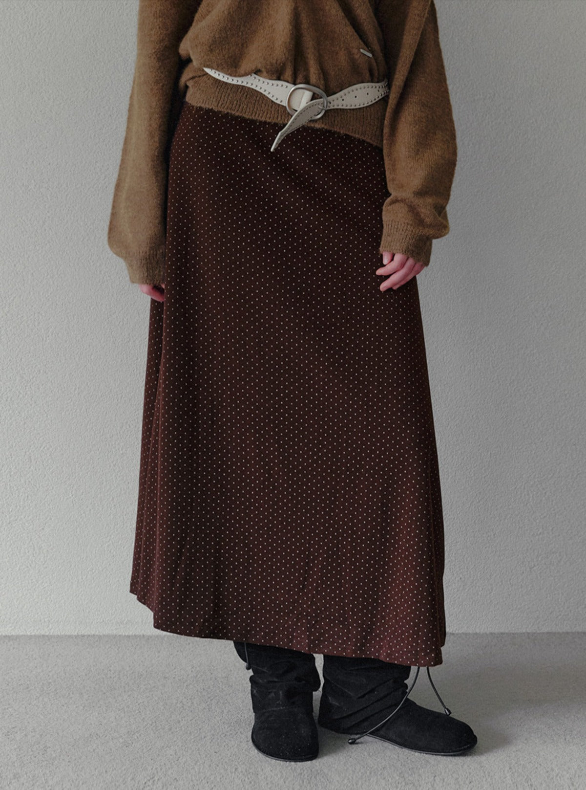 Pondi dot flare maxi long skirt | Main