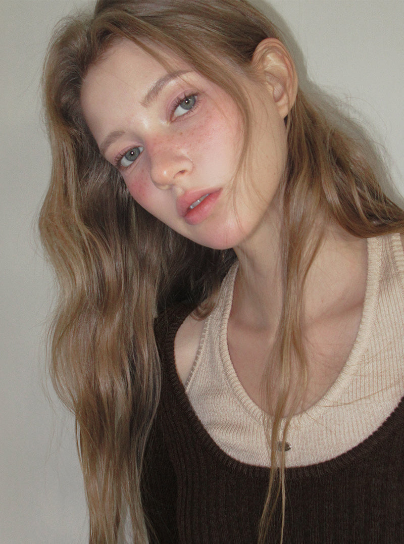 TWEE Kellon halter layered long sleeve knit | Product styling view 4