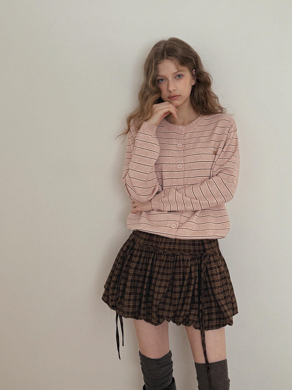 【TWEE】Eton Streifen Rundhals Langarm-Cardigan