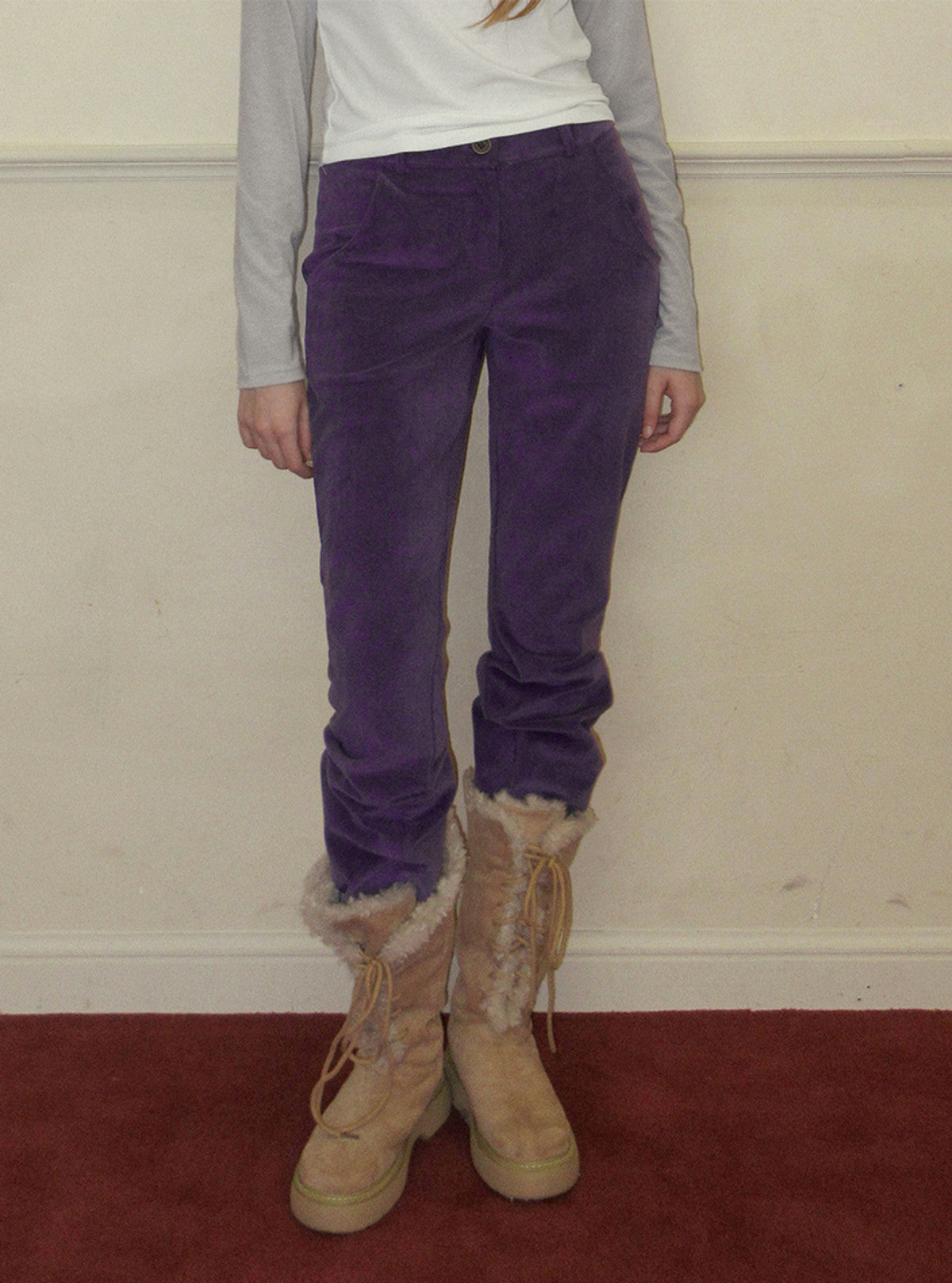 Denve corduroy semi bootscut long pants | View 10