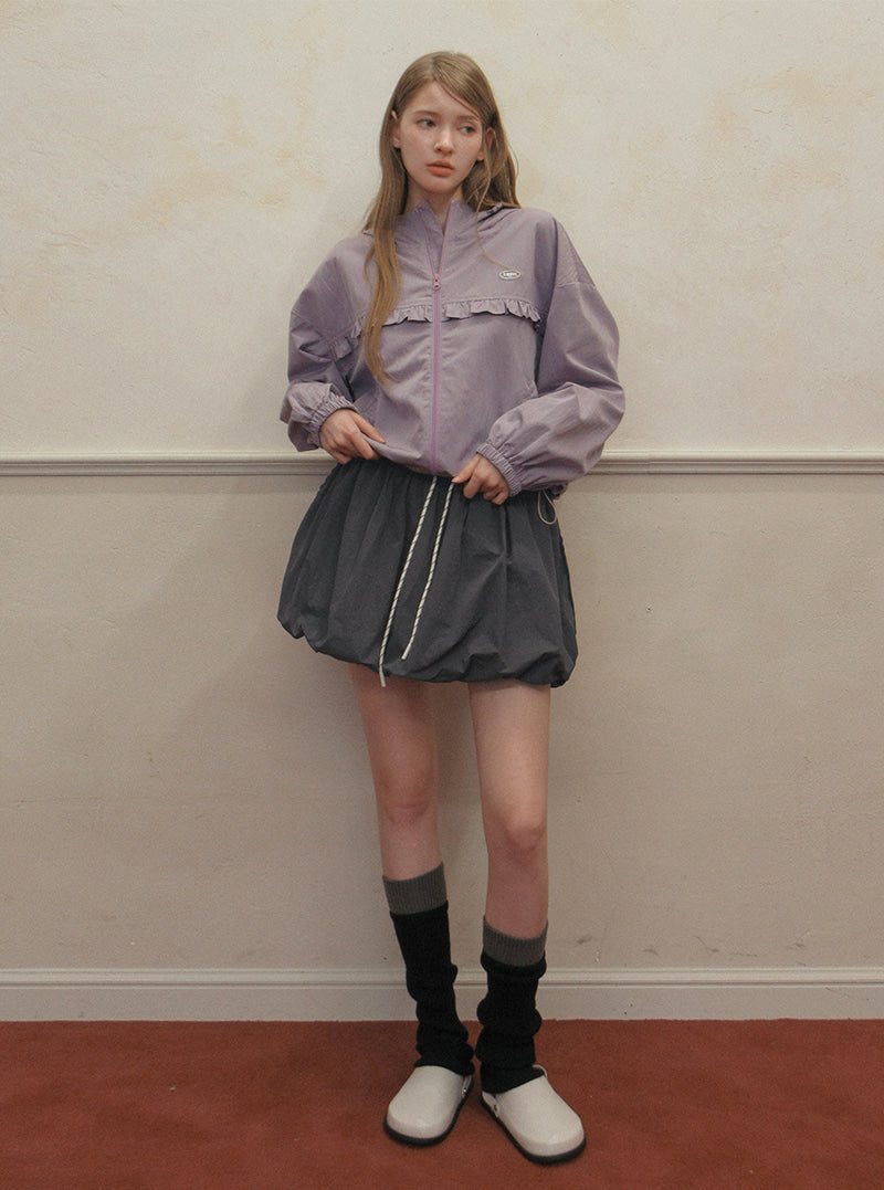 TWEE Bender frill nylon hood windbreaker jumper | Product styling view 8