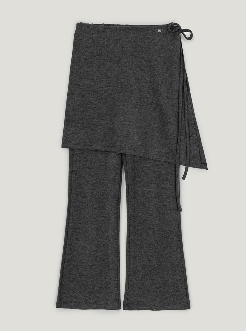 Coret semi bootcut wrap skirt pants | Charcoal cutout
