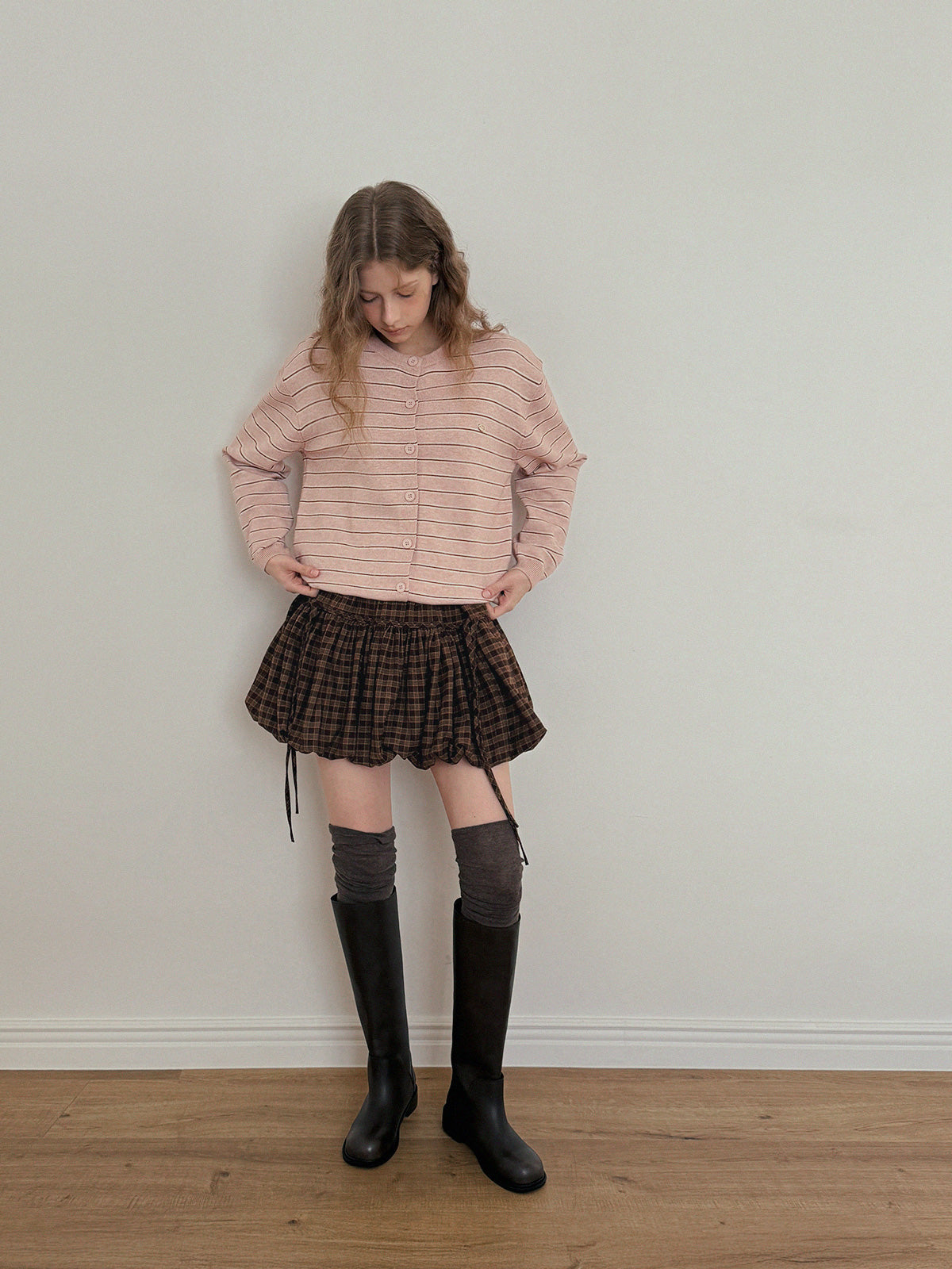 【TWEE】Eton Streifen Rundhals Langarm-Cardigan