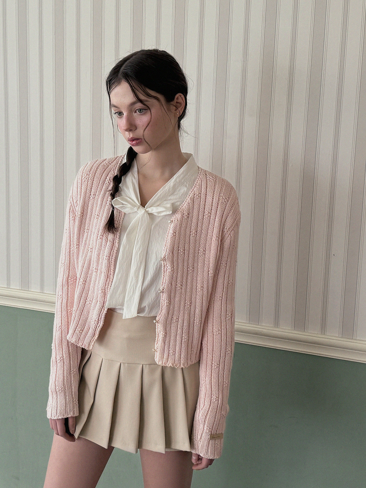 Hitt Pearl Chunky Knit Long-Sleeve Cardigan