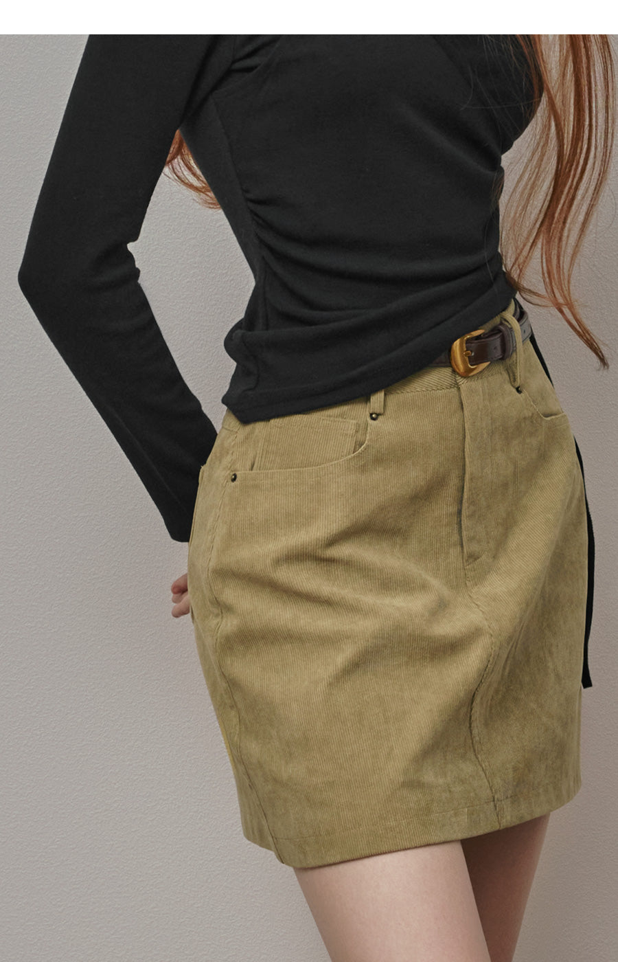 Freda Corduroy Mini Skirt (belt set)