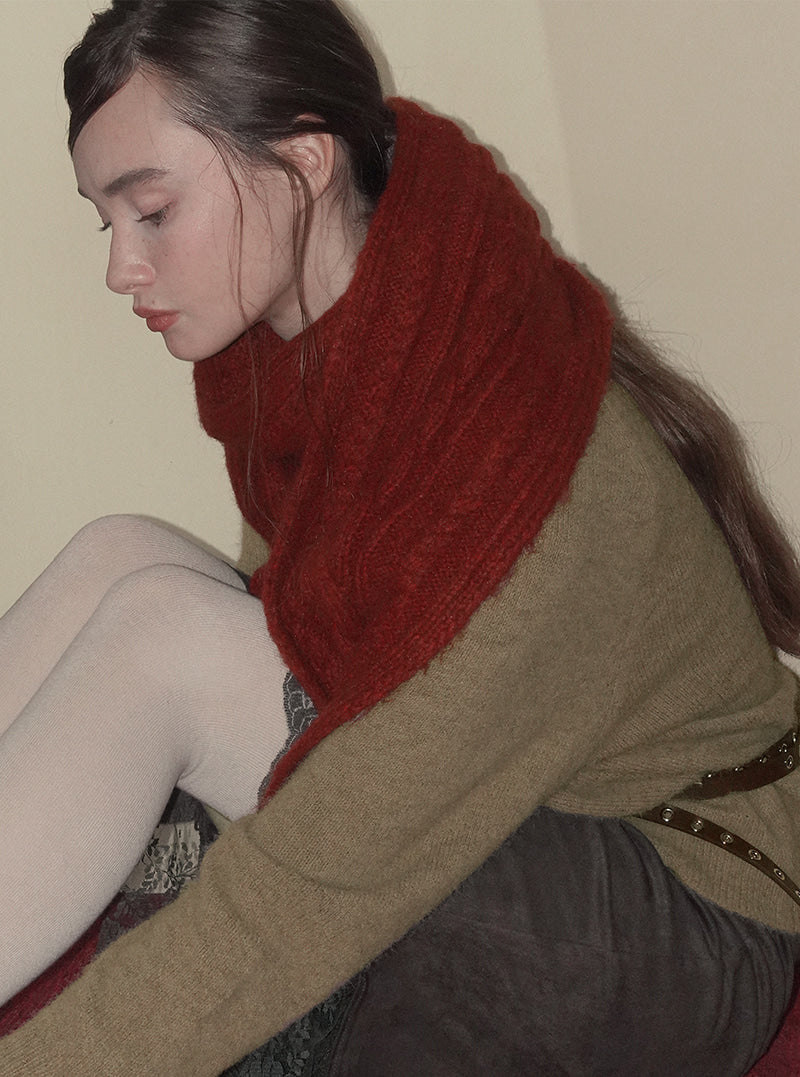 Dehen basic color ribbed knit muffler | View 13
