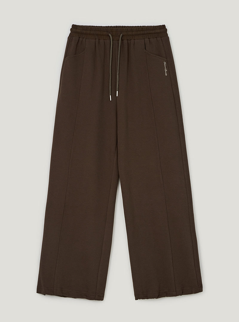 TWEE Med panel banding long sweatpants | Brown product-only view