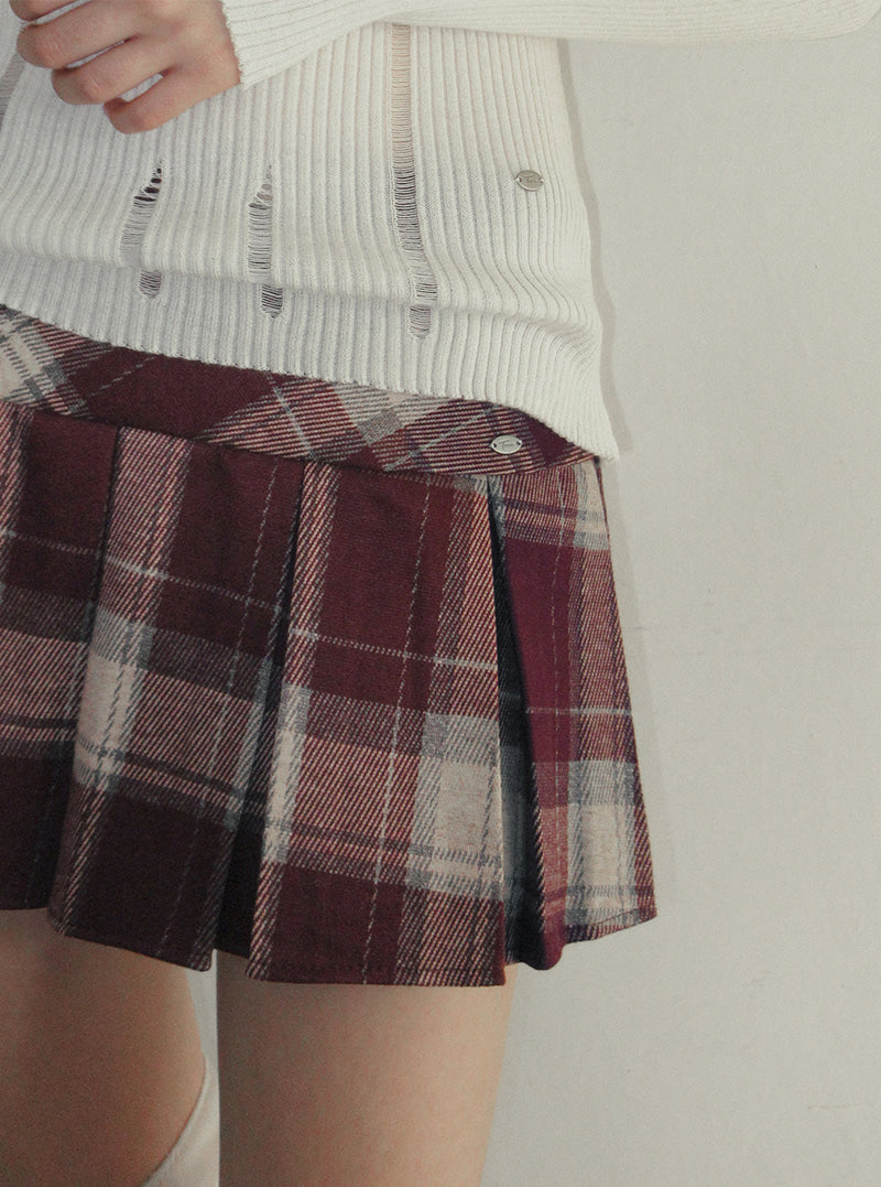 TWEE Rezon check pleated mini skirt | Product styling view 7