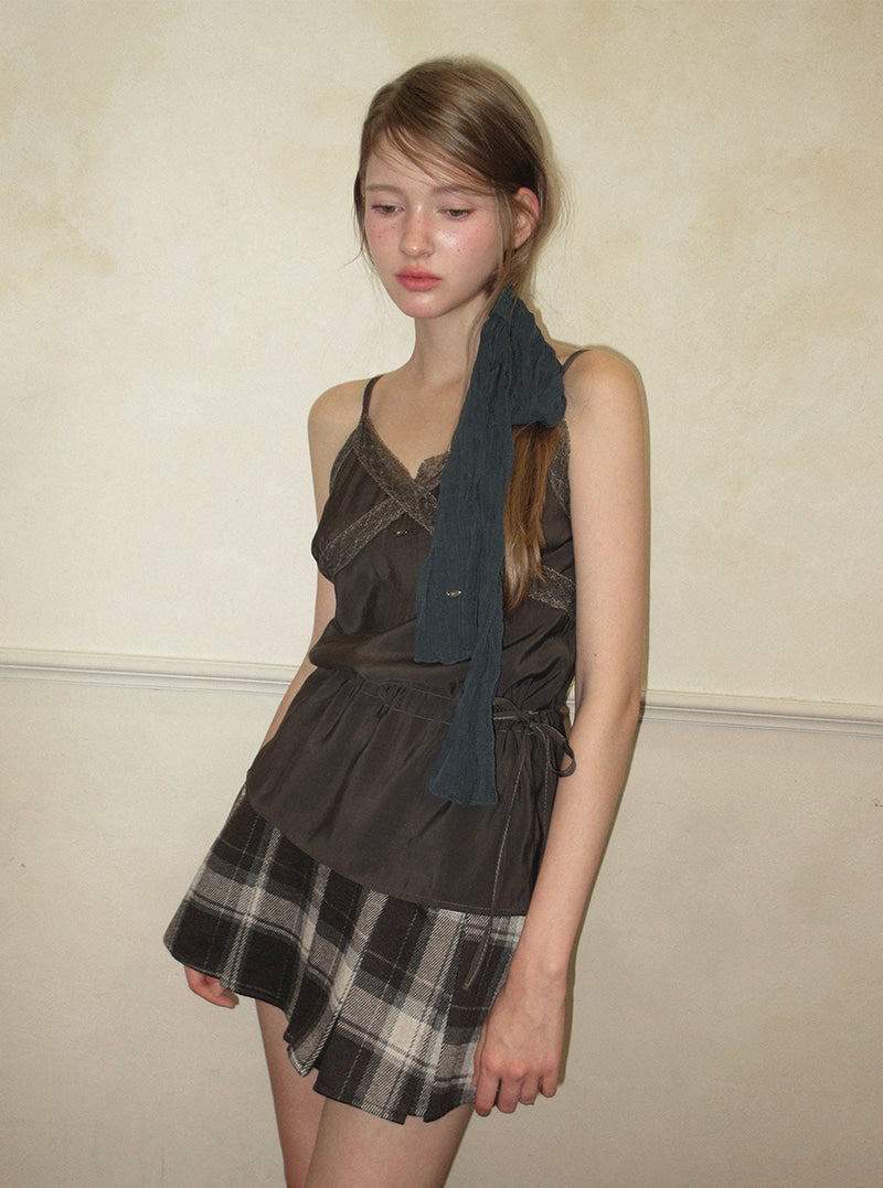 TWEE Benmu lace satin sleeveless blouse | Product styling view 6