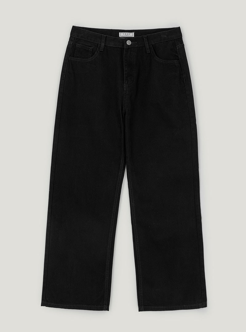 TWEE Pellit basic semi-wide long pants | Black product-only view
