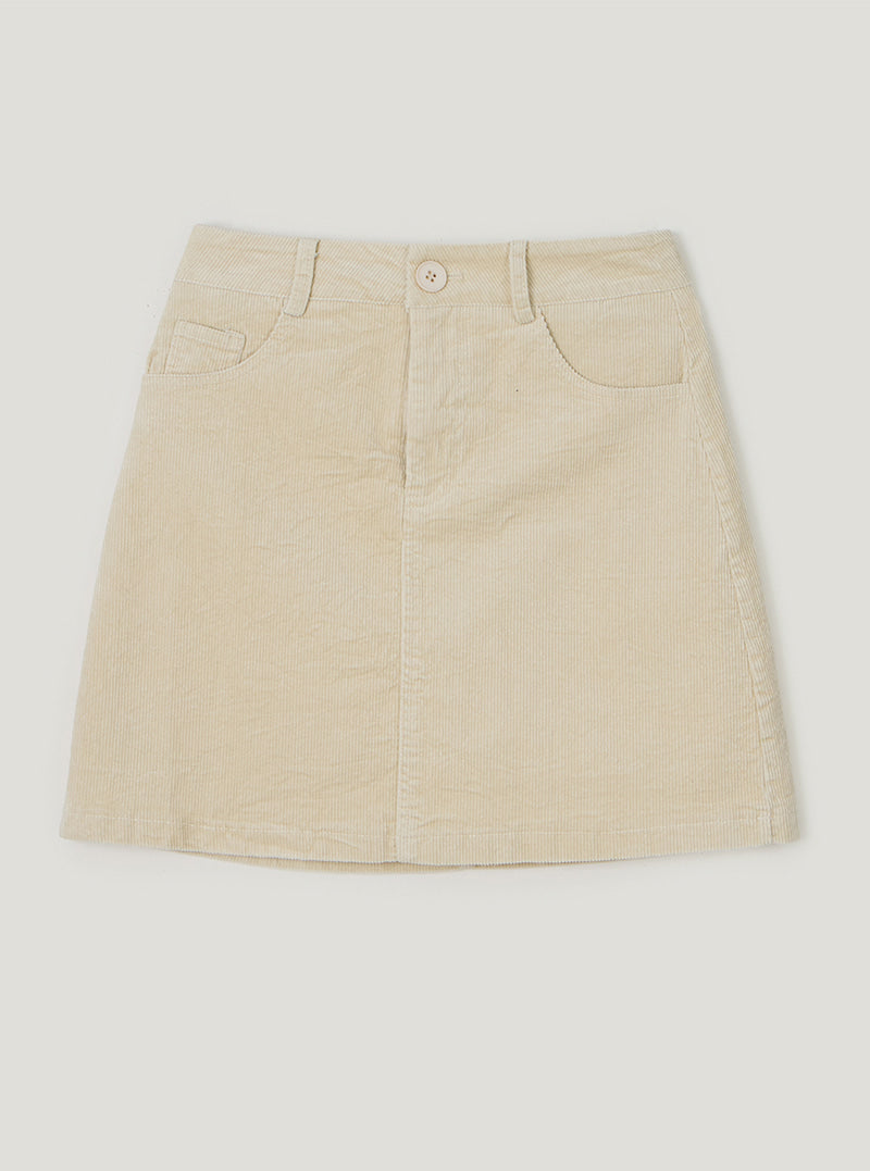 TWEE Morem basic corduroy mini skirt | Beige product-only view