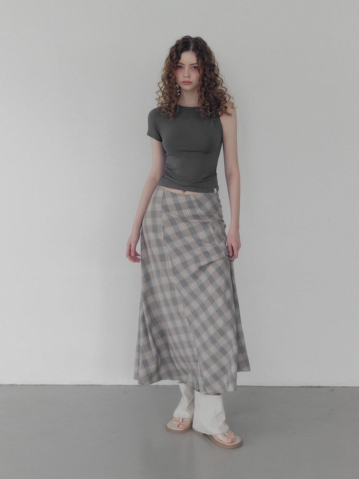 Fitz Check Maxi Long Skirt