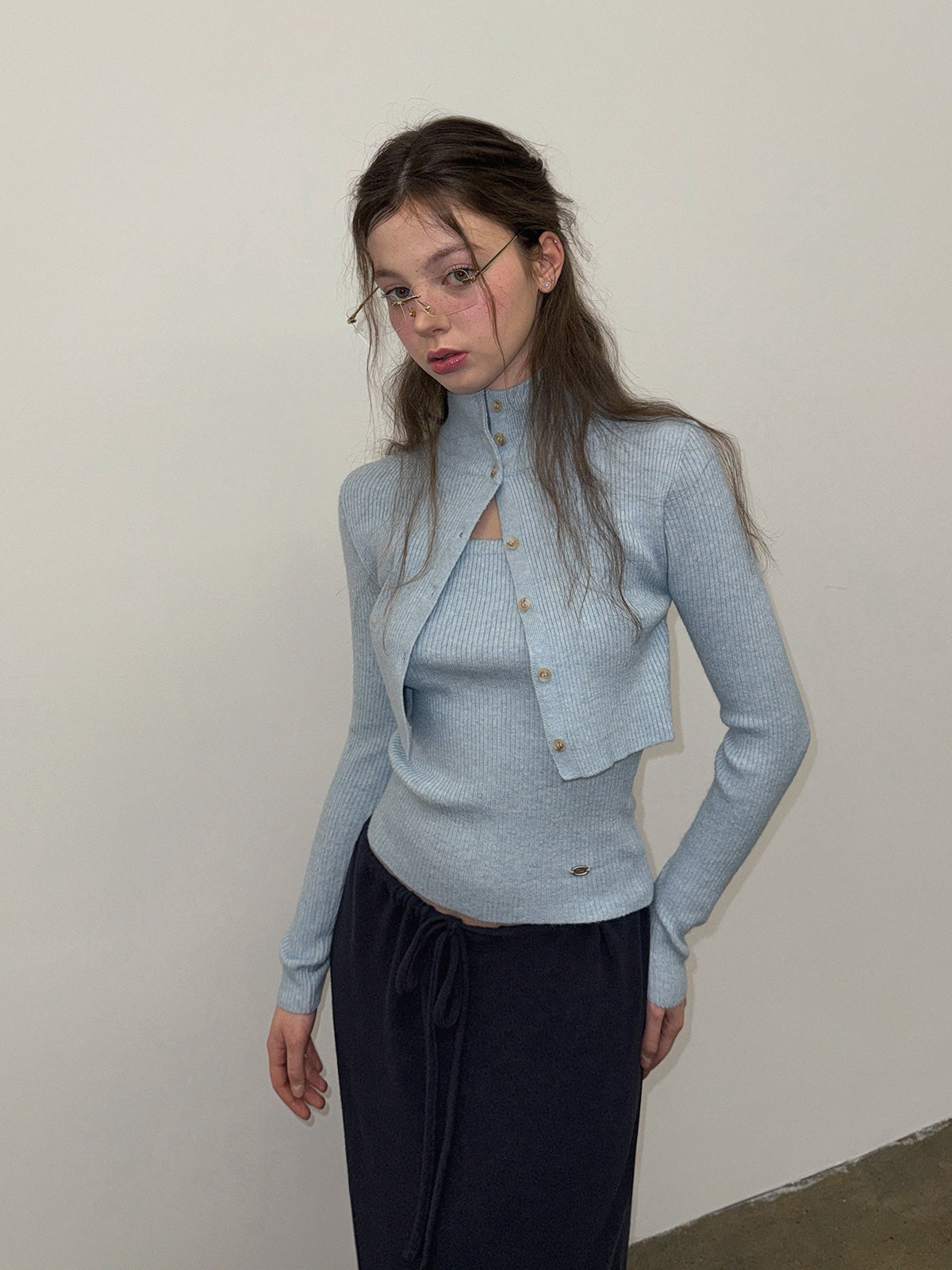 【TWEE】Eiel Lagenkragen Langarm Strickpullover