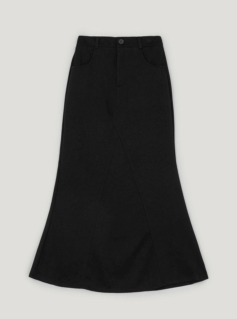 Roen panel mermaid long skirt | Black cutout