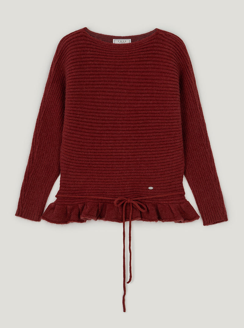Seodin wave flare long sleeve knit | Red cutout