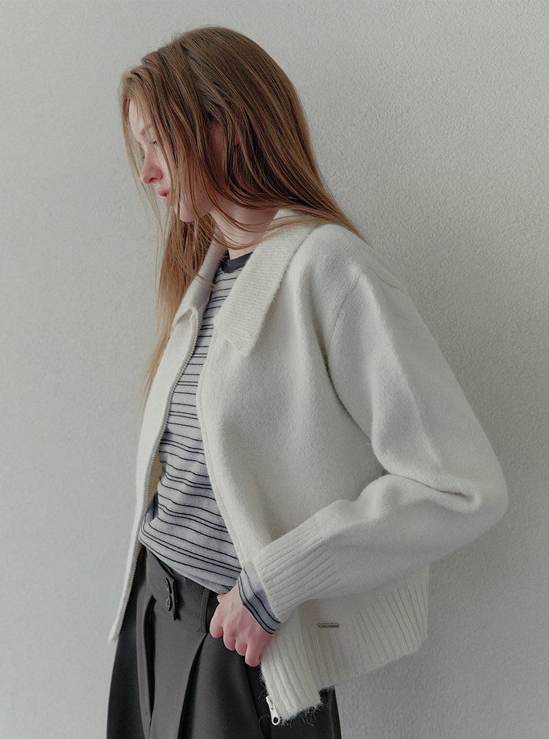 Itel basic collar knit zip-up | View 5