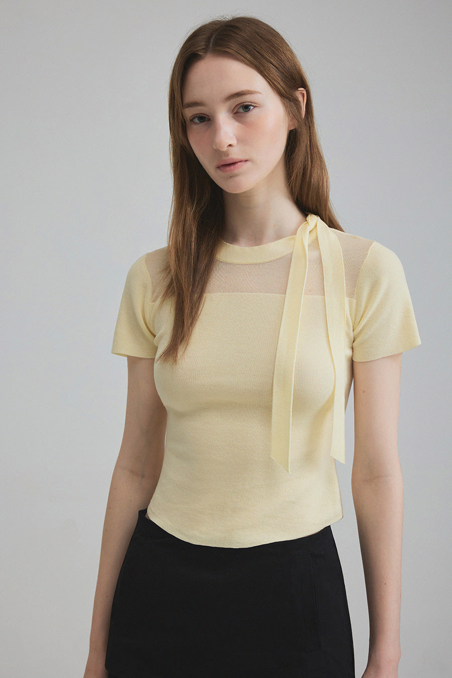Mellive Sheer Contrast Slim Half Knit