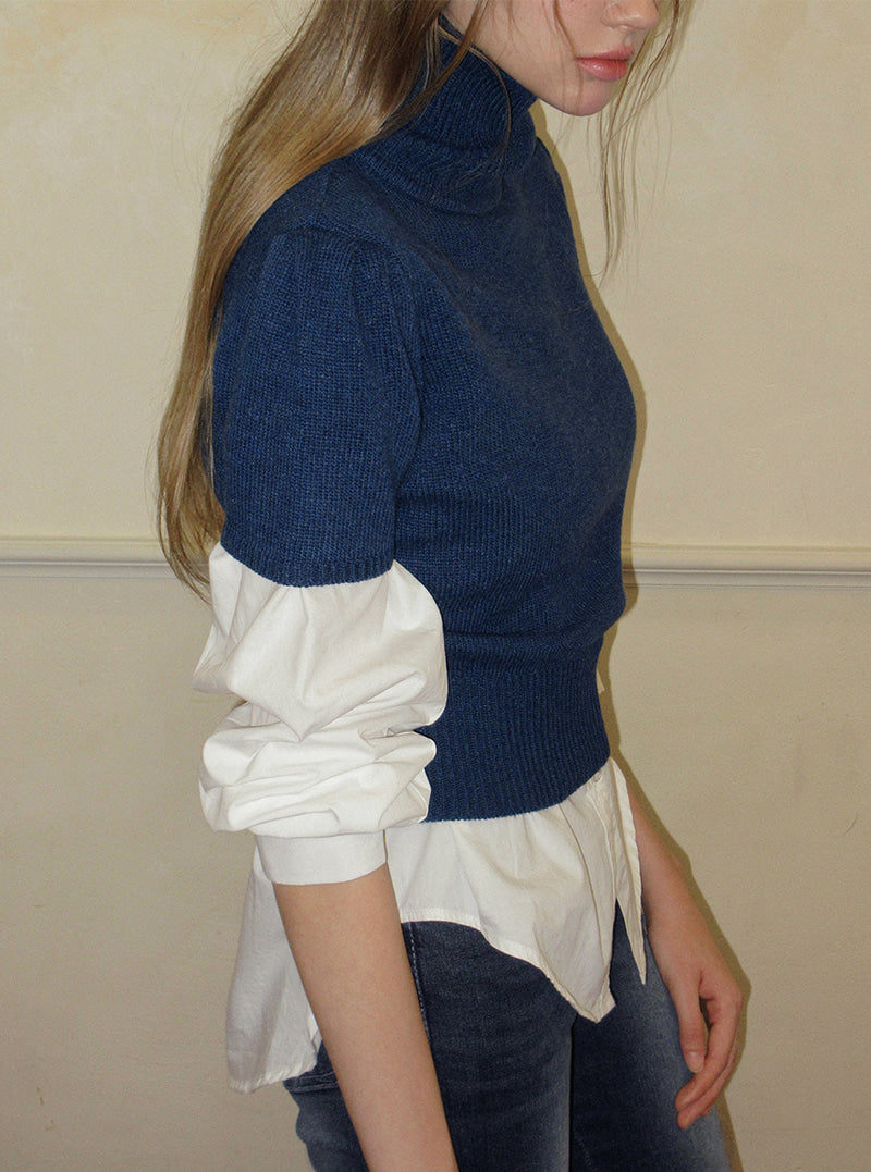 TWEE Det puff turtleneck short sleeve knit | Product styling view 5