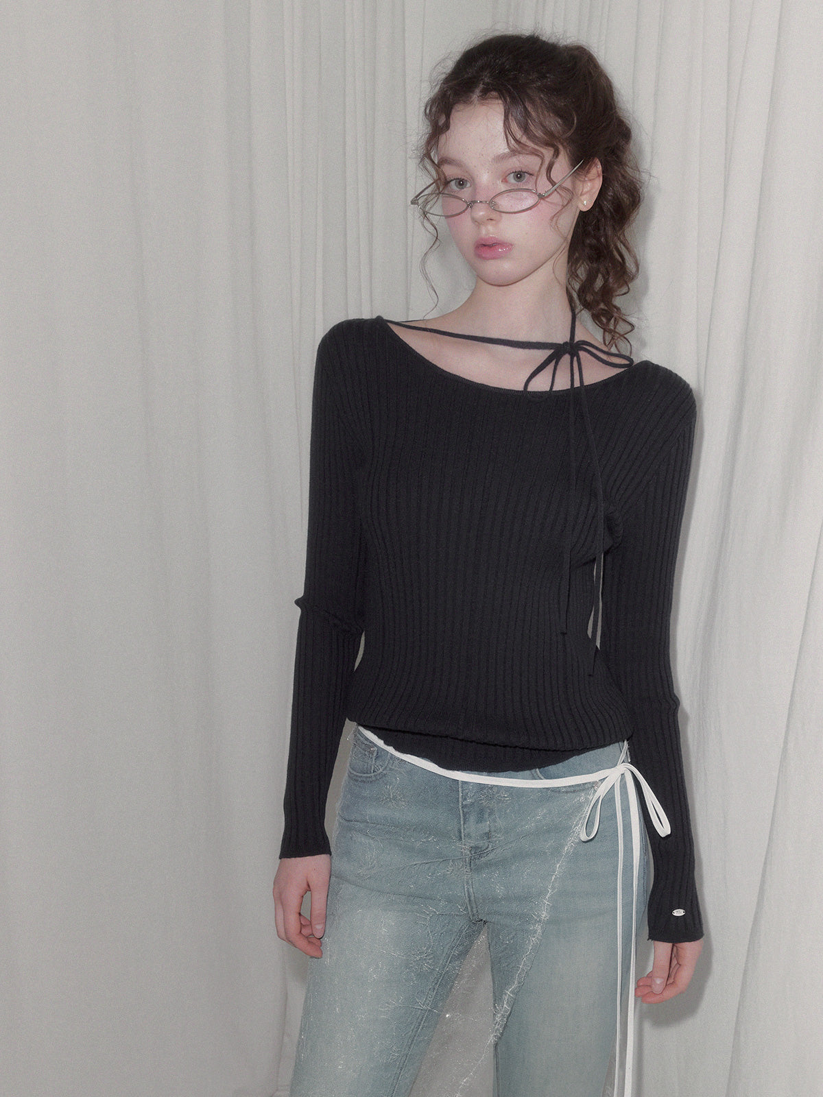 Lumen Strap Ribbed Long Sleeve Knit