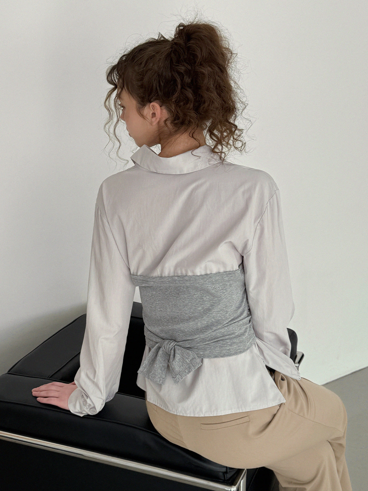 Noen Layered Top Bustier Shirt Blouse