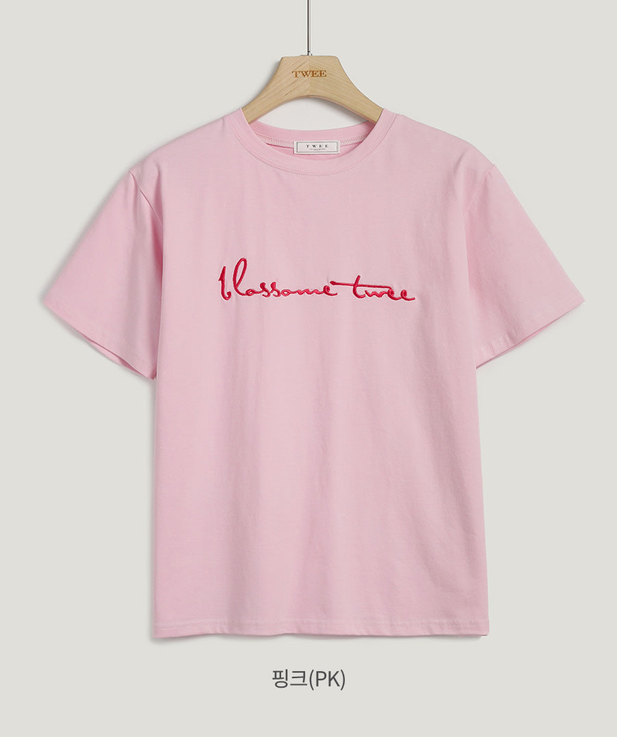 Poezi Big Lettering Embroidered T-Shirt