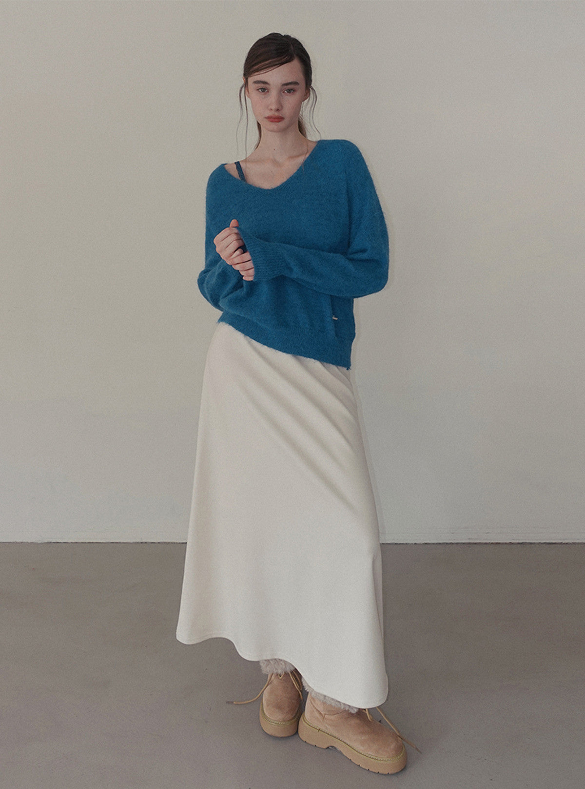 Kiyu brushed V-neck long sleeve knit | View 5