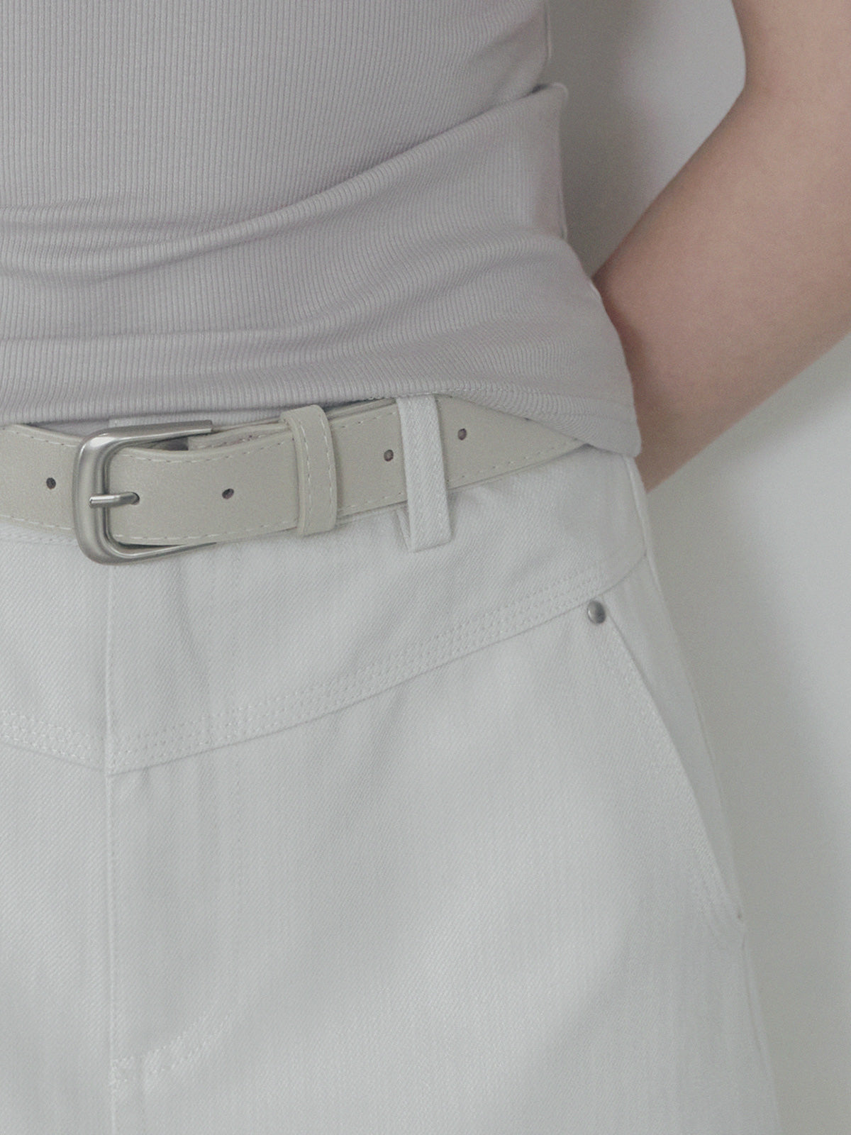 Jeden rivet panel cotton mini skirt (belt set)