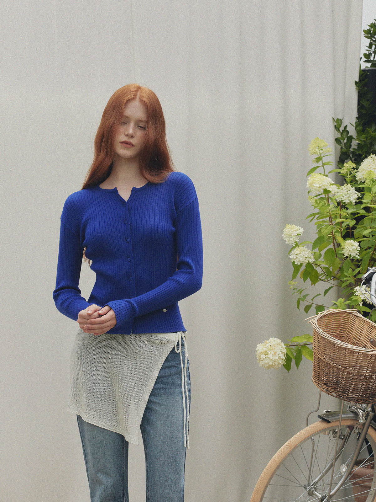 【TWEE】Juvied Button Rippstrick-Cardigan