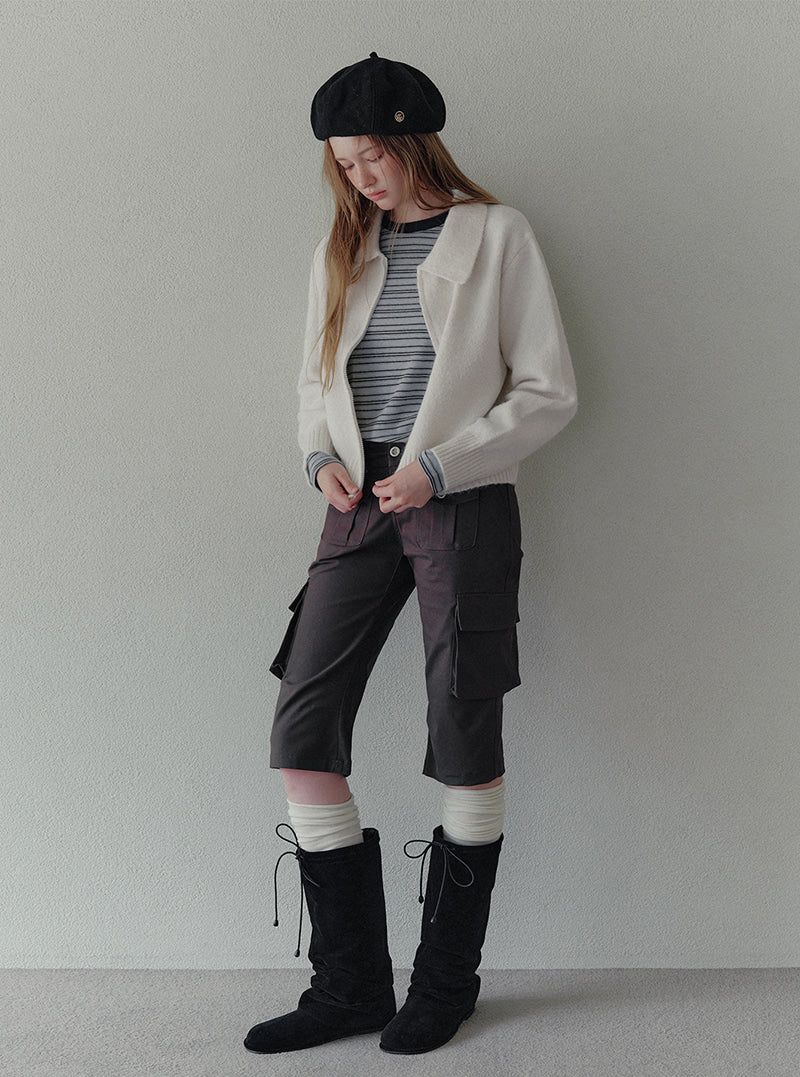 Itel basic collar knit zip-up | View 7