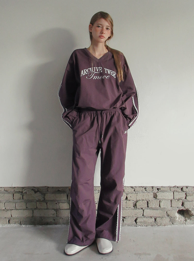 TWEE Mopin lace nylon banding long pants | Product styling view 5