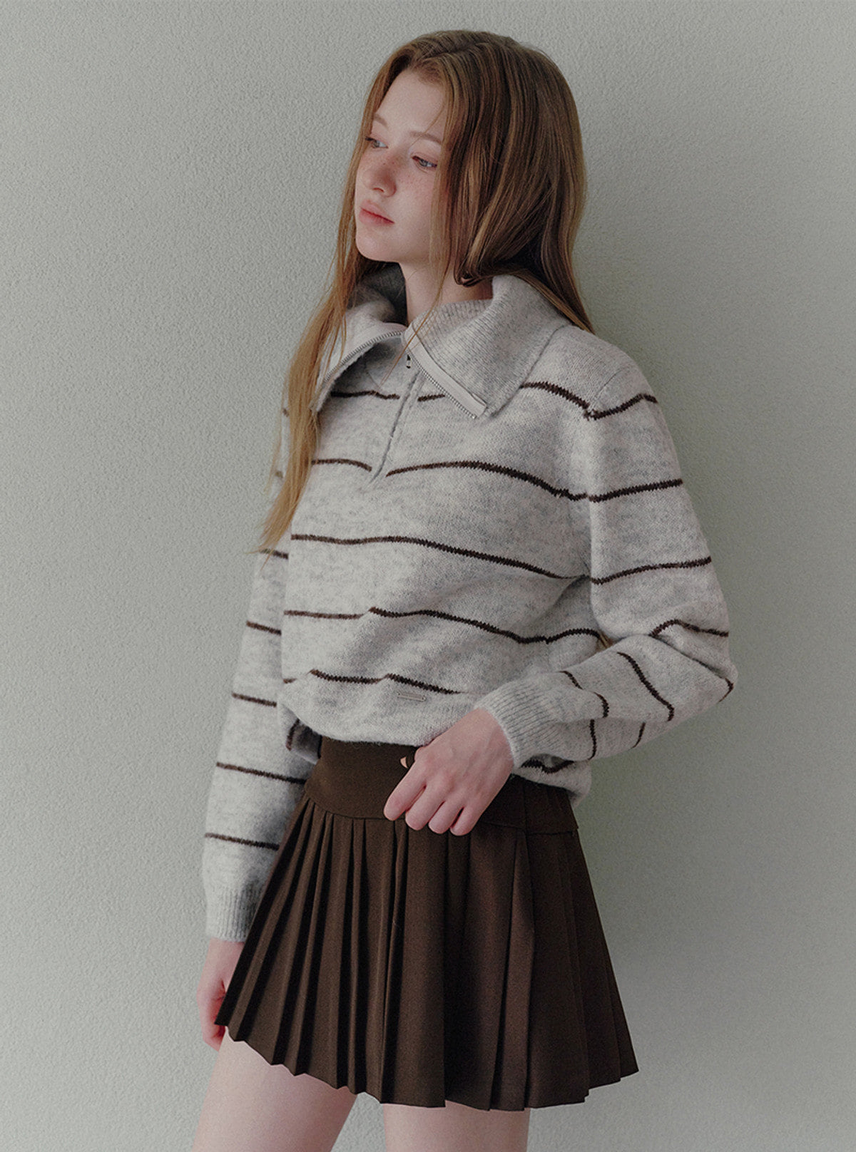 Hazel stripe half-zip long sleeve knit | View 7