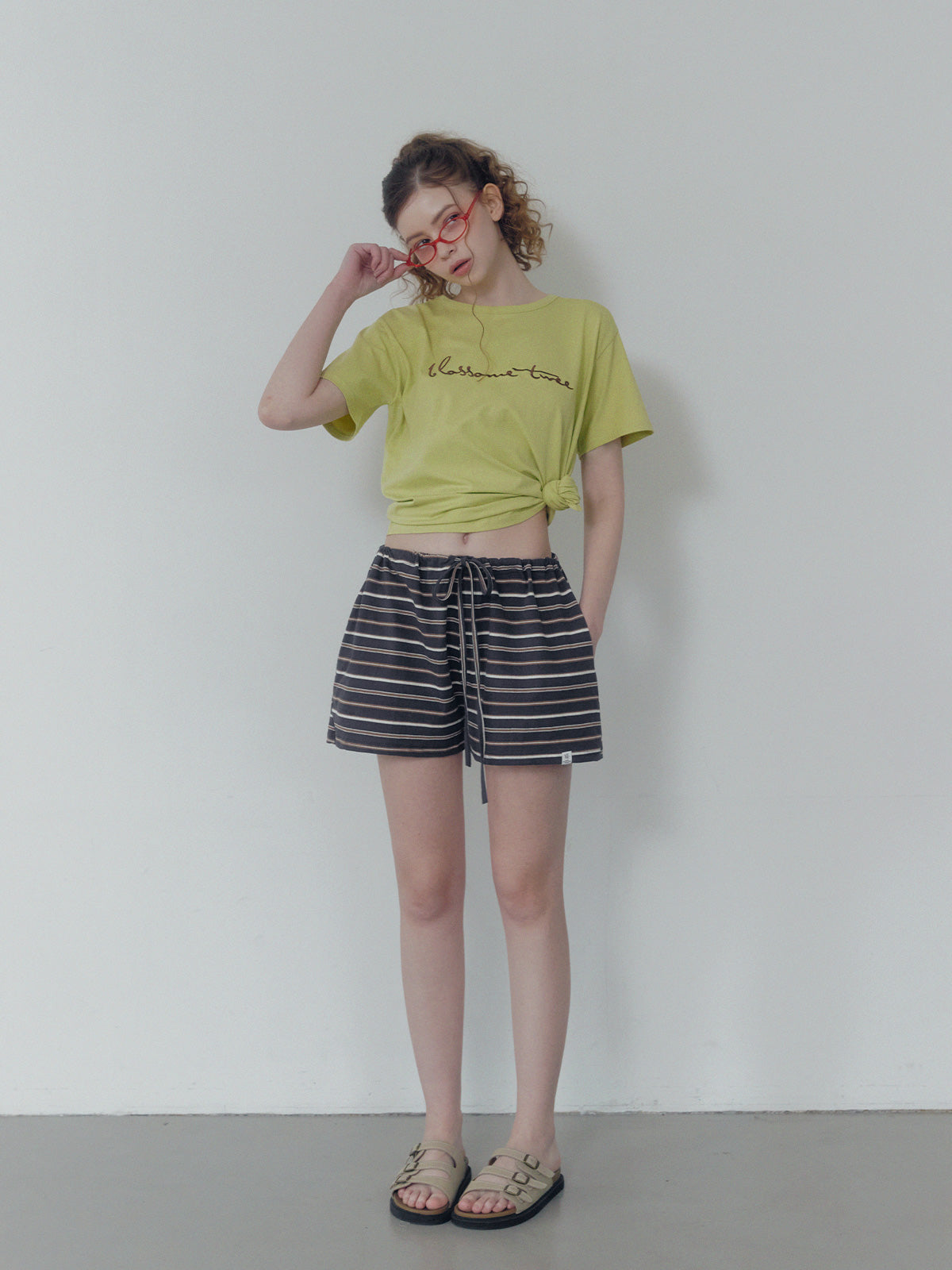 Caron stripe banding short pants