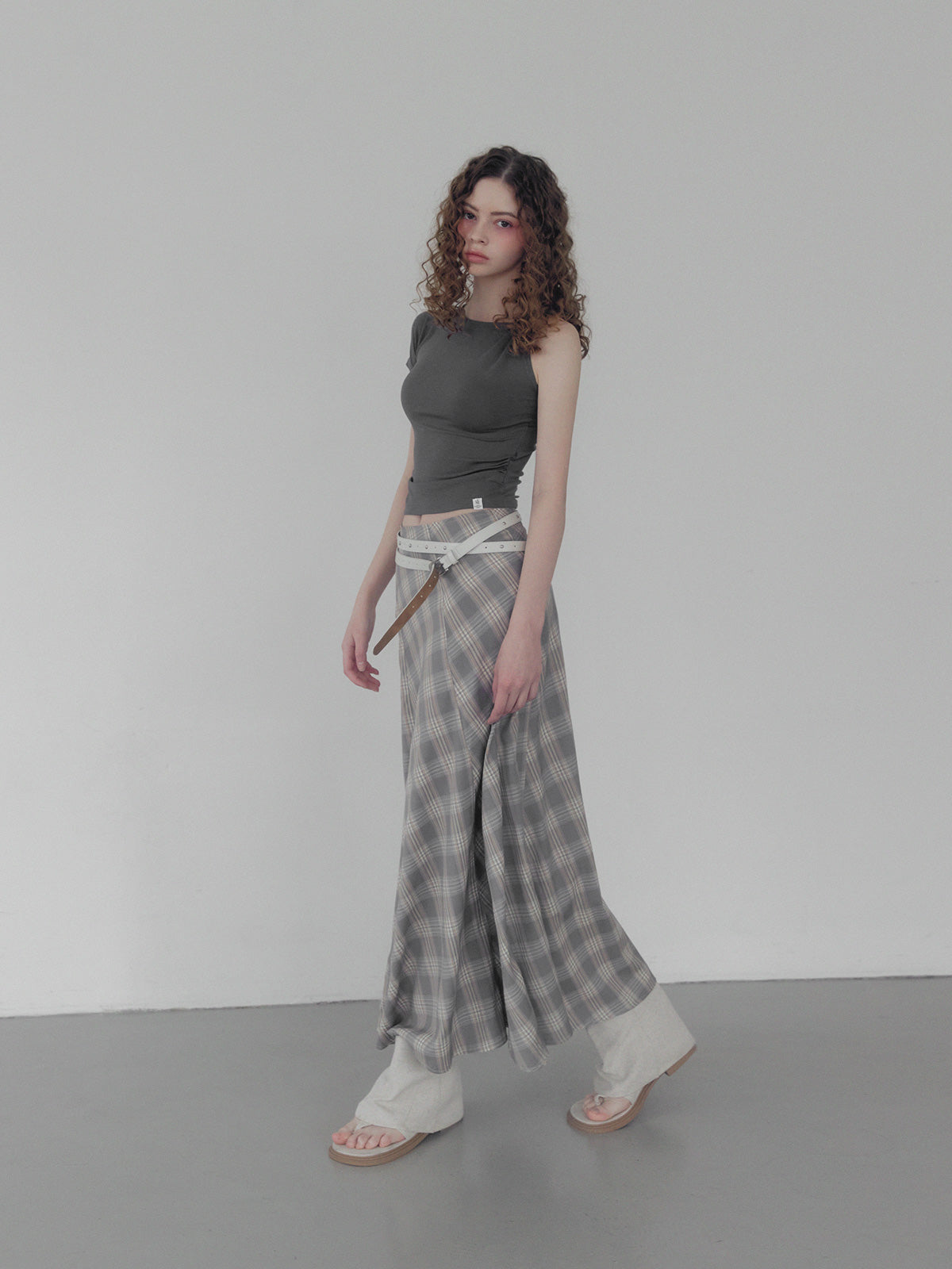 Fitz Check Maxi Long Skirt